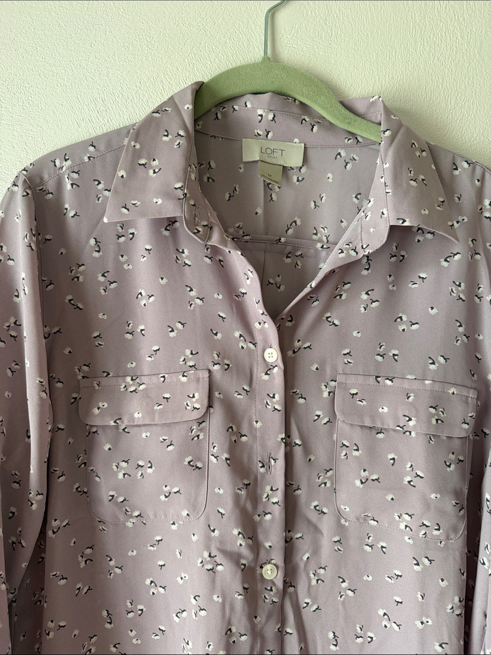 LOFT Dusty Lavender Floral Button-Down Shirt - Picture 3 of 5